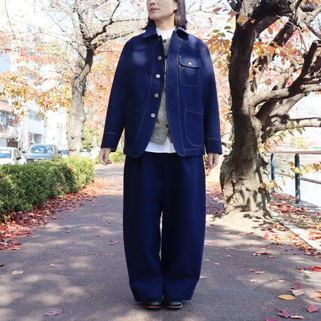 ASEEDONCLOUD アシードンクラウド Melton denim HandWerker wide trousers メルトンデニムワイドトラウザー #ブルー