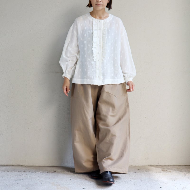 MAGALI マガリ コットンスノードットフリルブラウス #ホワイト