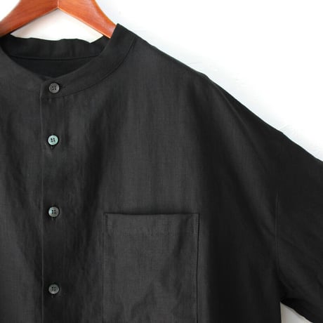 **再入荷** Linenya リネンヤ　リネンバンドカラーシャツ　#ホワイト、アイボリー、グレー、ブラック