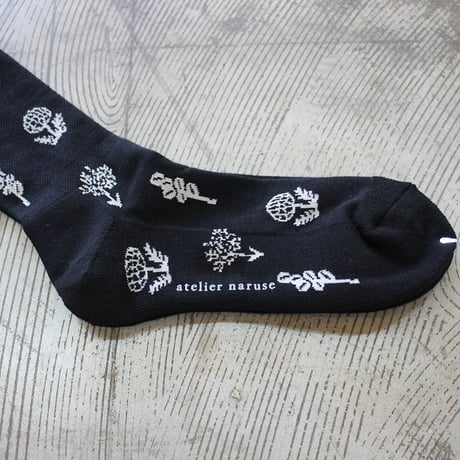 atelier naruse アトリエナルセ　cotton wool ～monotone flower～ compression socks　コットンウール着圧ソックス