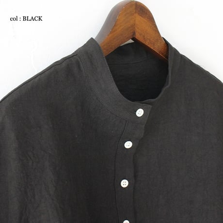 **またまたまた再入荷** LinenYa リネンヤ　リネンスタンドカラーブラウス　#ブラック、ベージュ、ネイビー、チャコール、ホワイト、グレー