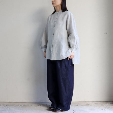 Linenya リネンヤ　リネンスリットセミロングシャツ　#ライトグレー、キナリ