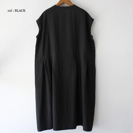 **再々入荷** Linenya リネンヤ　リネンフレンチスリーブワンピース　#ブラック、チャコール　【送料無料】