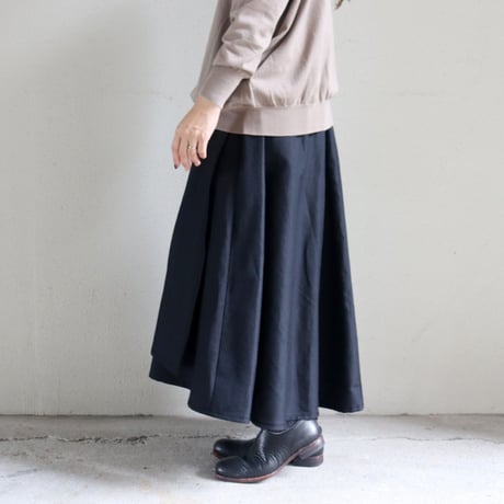 **再入荷** homspun ホームスパン　W/Lラップフレアスカート　#ダークブラウン、ブラック　【送料無料】