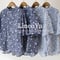 **再入荷**LinenYa リネンヤ　コットンボイルフラワープリントバンドカラー半袖シャツ　#ネイビー、ホワイト
