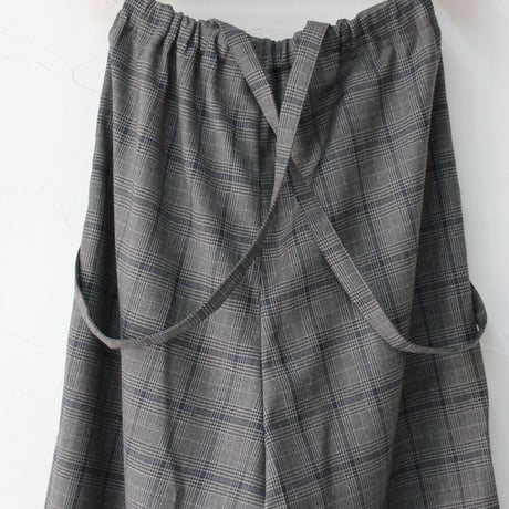 TRAVAIL MANUEL トラバイユマニュアル　ダークチェックサスペンダーラップパンツ　#グレー