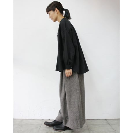 **再入荷** Linenya リネンヤ　リネンバンドカラーシャツ　#ホワイト、アイボリー、グレー、ブラック