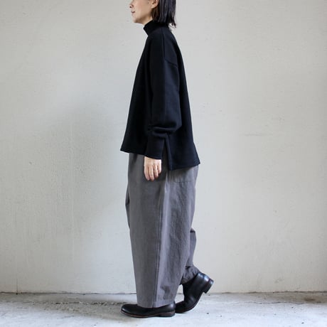 **再入荷** LinenYa リネンヤ　コーデュラ天日干しワッシャータックワイドパンツ　#チャコールグレー 【送料無料】