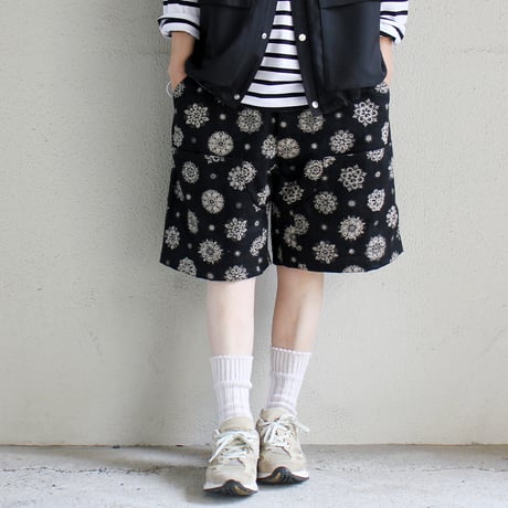 FUNSET OF ART ファンセットオブアート　紋抜染ダブルニーショートパンツ　#ブラック　【送料無料】