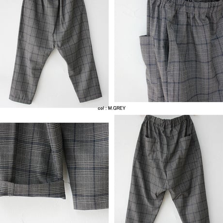 TRAVAIL MANUEL トラバイユマニュアル　ダークチェックサドルパンツ　♯ M. GREY、BROWN　【送料無料】