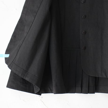 MAGALI マガリ　コットンリネンツイルプリーツジャケット　#ブラック　【送料無料】