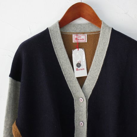 **再入荷**　mao made マオメイド　ウールクレイジーパターンカーディガン　#ブラック、ネイビー、レッド