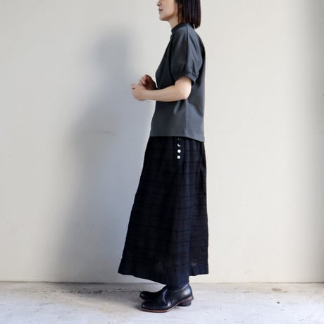MAGALI マガリ　ガーメントダイ・コットンレース・サイドボタンスカート　#ブラック