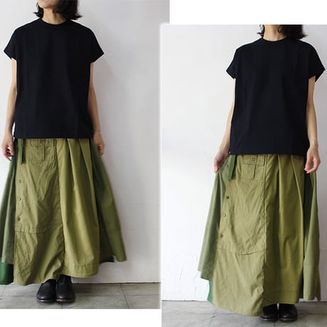 ARTE POVERA アルテポーヴェラ RE-ARMEEシャツMIXアシンメトリースカート　#オリーブMIX　【送料無料】