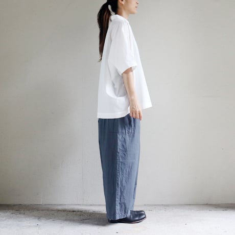 **再入荷**　homspun ホームスパン　バルキーシーチング薄手ギャザーパンツ　#ブルー、グレー、ピンク