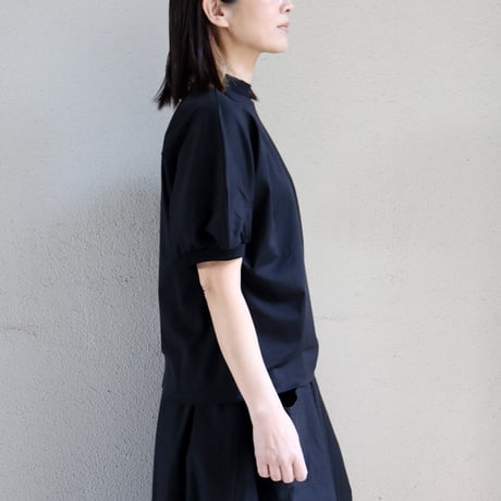 MAGALI マガリ　コットン天竺ギャザースリーブカットソー　#オートミール、パープル、ブラック