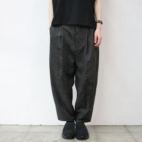 **再入荷** ASEEDONCLOUD アシードンクラウド Ash dyeing linen Sakurashi  Trousers #Black　【送料無料】