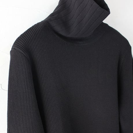 Nigel Cabourn ナイジェルケーボン タートルネックBIGワッフルロングスリーブ　#ブラック　【送料無料】