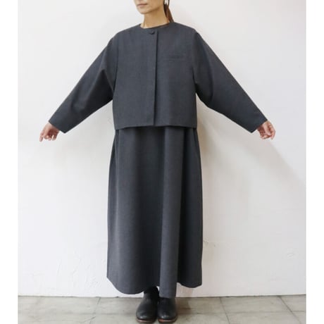 **再入荷** Linenya リネンヤ　ウール起毛ジャケット　#グレー　【送料無料】