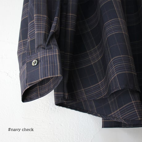 TRAVAIL MANUEL トロチェックバンドカラー長袖シャツ　#ネイビー、グレー　【送料無料】