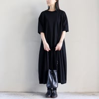 **再入荷** atelier naruse アトリエナルセ　コットンカットソーコクーンワンピース　#ネイビーブルー、ブラック　【送料無料】
