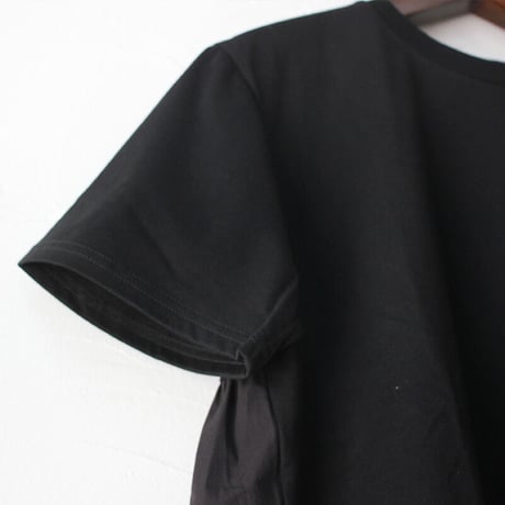 **再入荷** Linenya リネンヤ　バックギャザー半袖Tシャツ　#ホワイト、ブラック　【送料無料】