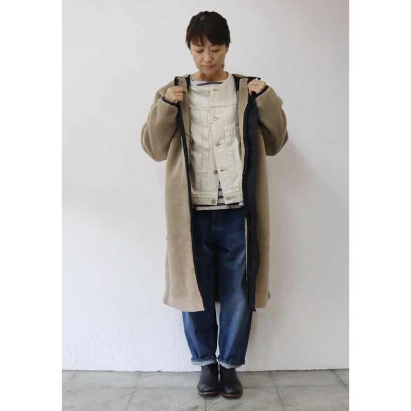 maomade マオメイド ベアーボアロング丈コート #グレージュ、モカ