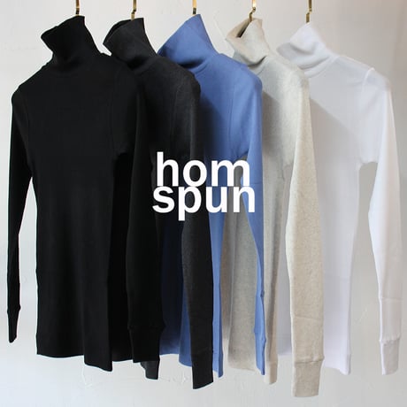 **色欠け再入荷** homspun ホームスパン　40/1丸胴テレコタートルネックプルオーバー