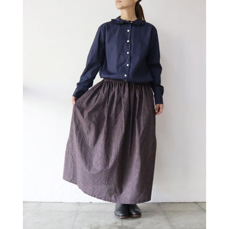 **ネイビーのみですが再入荷** homspun ホームスパン　100/2ブロードフリルブラウス　#サラシ、アイボリー、レッド、ネイビー　【送料無料】