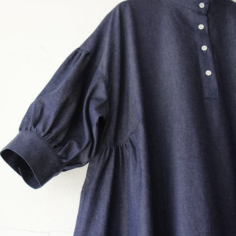 **またまた再入荷** LinenYa リネンヤ　5ozデニムスタンドカラーワンピース　#インディゴ