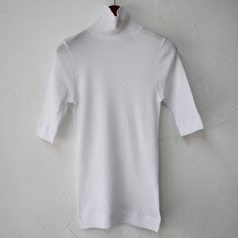 homspun ホームスパン 40/1丸胴テレコ5分袖タートルプルオーバー