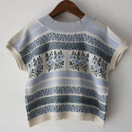 ASEEDONCLOUD アシードンクラウド　Flower Jacquard Knit Blouse #オフ白、ブラック　【送料無料】