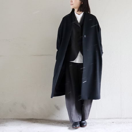TRAVAIL MANUEL トラバイユマニュアル　ダブルクロスネイプカラーコート　#ブラック