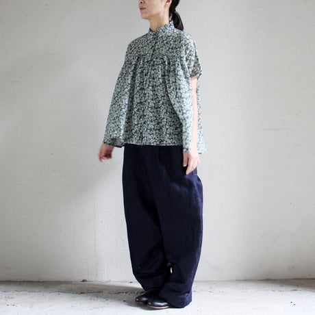 soil ソイル　80s VOILE TWO TONE FLOWER PRINT FRILL COLLAR FRENCH/SL SHIRT 【送料無料】