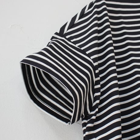 TRAVAIL MANUEL トラバイユマニュアル　ミディボーダースリットTシャツ　#ネイビー、サックス、イエロー