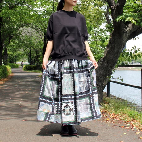 ASEEDONCLOUD アシードンクラウド　Mosaic quilt print Tree carol skirt #black 【送料無料】