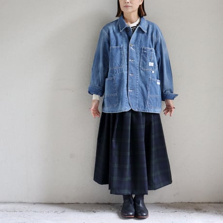 **再入荷** TRAVAIL MANUEL トラバイユマニュアル　ウールトロチェックタックフレアスカート　#ブラックウォッチ