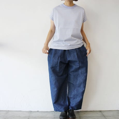 TRAVAIL MANUEL トラバイユマニュアル　綿麻デニムバームパンツ　#ライトインディゴ、インディゴ