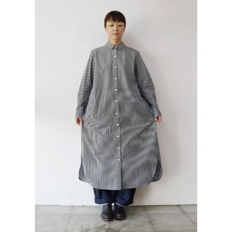 amne アンヌ　STRIPE bias dress　#Bordeaux、Black 【送料無料】
