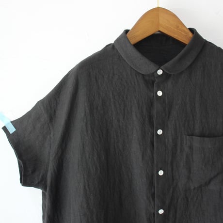 **またまたまた再入荷** LinenYa リネンヤ　リネン丸襟ブラウス　#ブラック、ホワイト