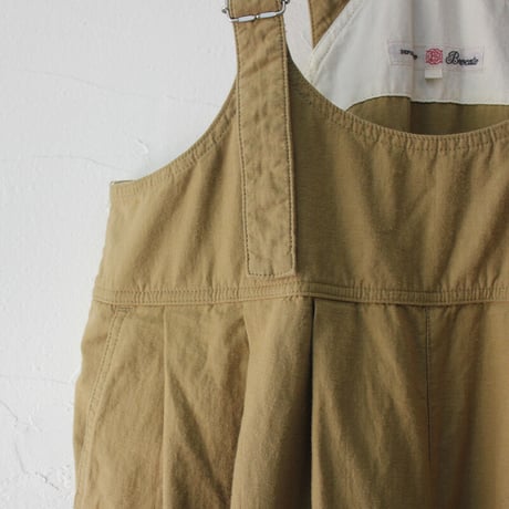 Brocante ブロカント　綿麻バックサテンバロンサロペット Ballon salopette #ベージュ、オリーブ、ブラック