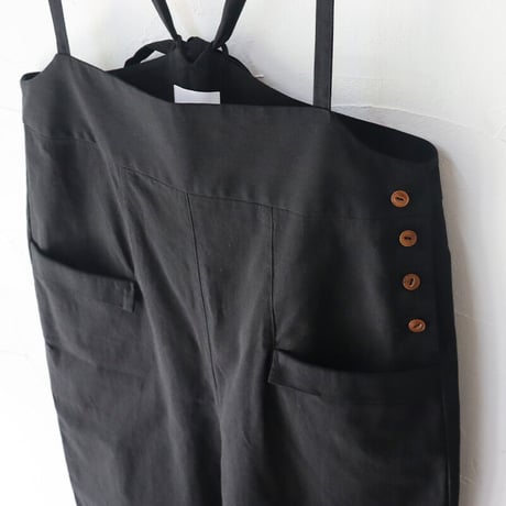 **またまた再入荷** MAGALI マガリ　コットンリネン・サロペットパンツ　#ブラック、デニムブルー