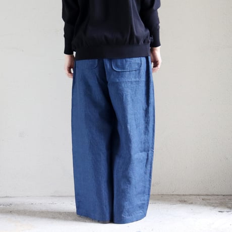 MAGALI マガリ　インディゴリネンロングパンツ　#ネイビー　【送料無料】