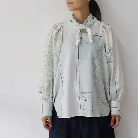 ASEEDONCLOUD アシードンクラウド　Hiraeth map print Zephyros scarf tunic #Pale blue 【送料無料】