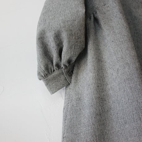 **再々入荷** LinenYa リネンヤ　ウールコットン長袖スタンドカラーワンピース　#千鳥格子