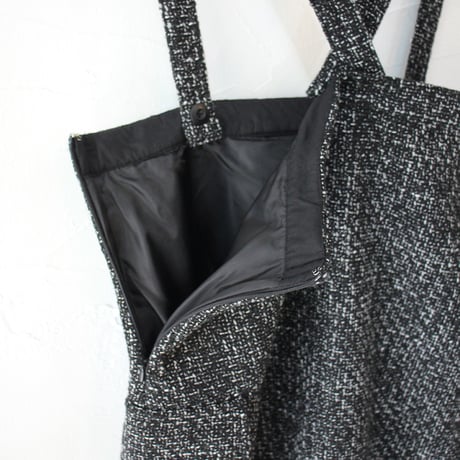 **再入荷** KHA:KI カーキ　TWEED CARGO SKIRT ツイードカーゴスカート　#ブラック　【送料無料】