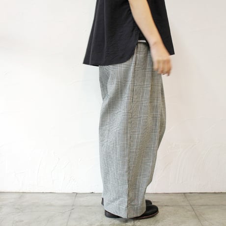 ARTE POVERA アルテポーヴェラ インディゴグレンチェック2タックイージーパンツ　#シロｘインディゴ