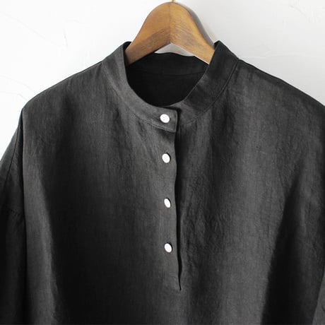**またまたまた再入荷** LinenYa リネンヤ　リネンスタンドカラーワンピース　#ブラック、ネイビー、ベージュ、チャコール　【送料無料】