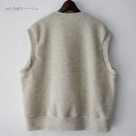 ARTE POVERA アルテポーヴェラ　リサイクルウールパイルベスト　#生成りベージュ、ライトグレー