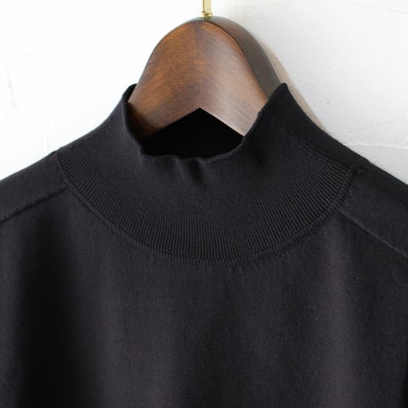 **またまたまた再入荷** LinenYa リネンヤ as it is.  コットンモックネック5分袖ニット　#ネイビー、ブラック、ホワイト